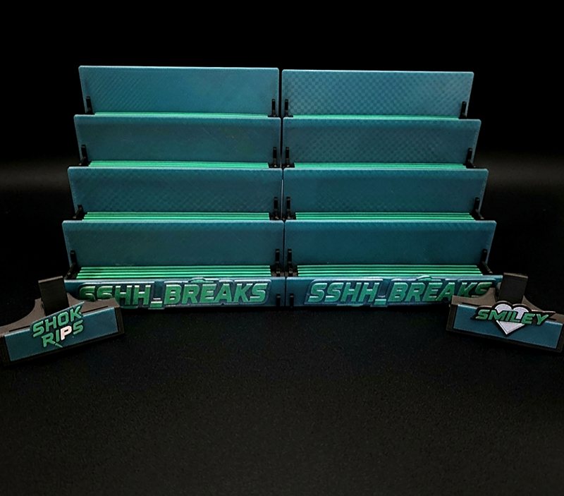 The Duo – custom tiered trading card display stand