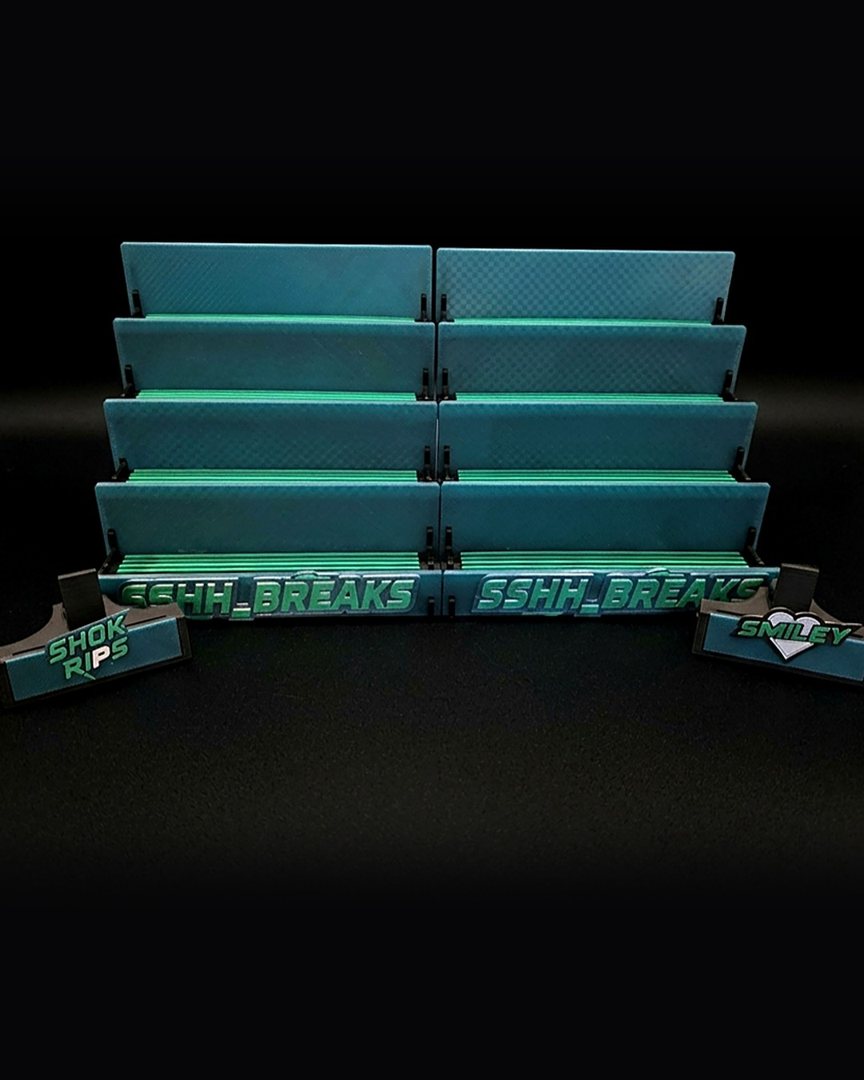 The Duo – customer-built custom card display with logo topper and nameplate