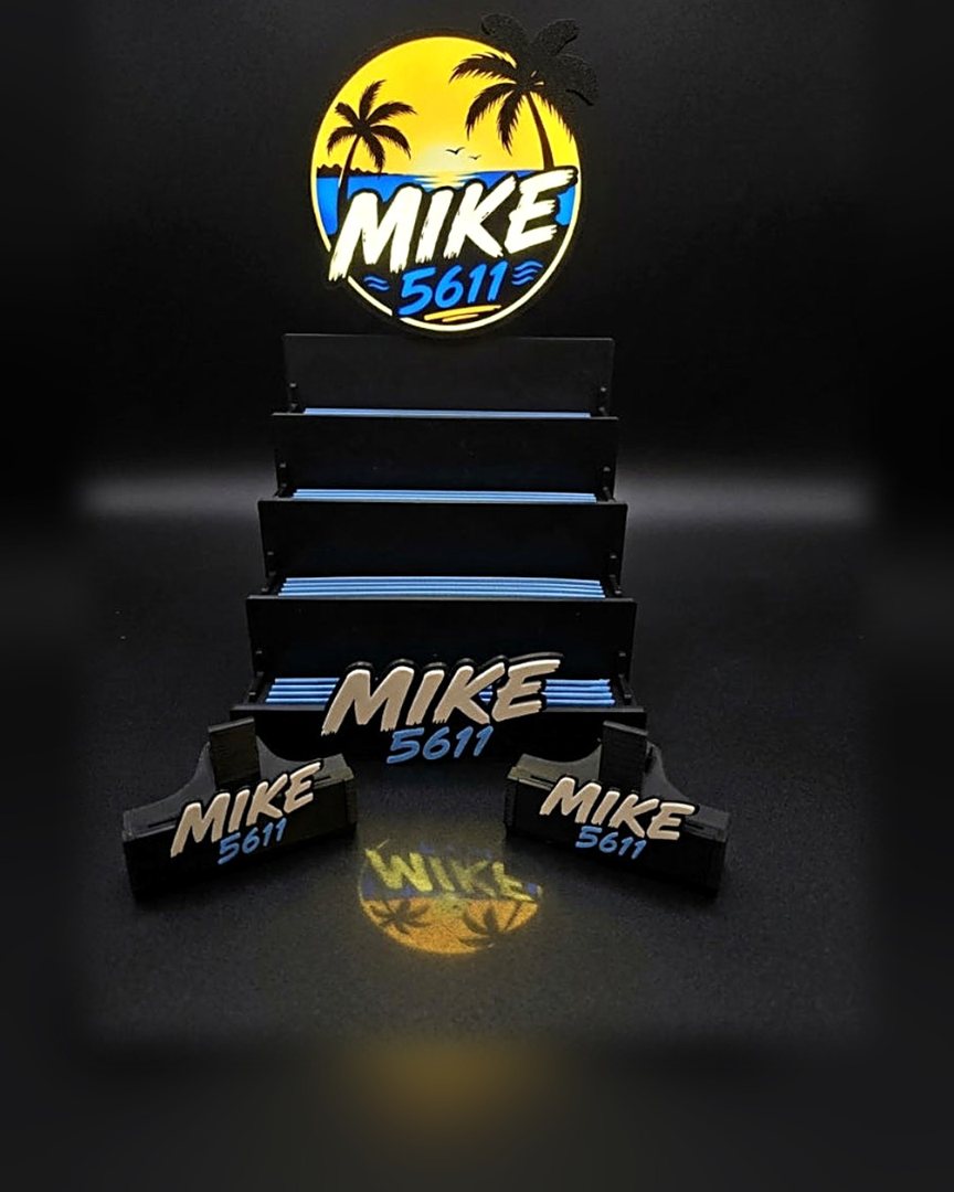 The Showcase – customer-built custom card display with logo topper and nameplate