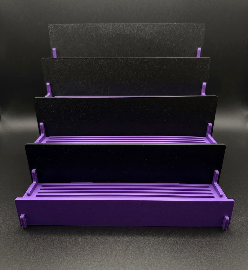 The Starter – custom tiered trading card display stand